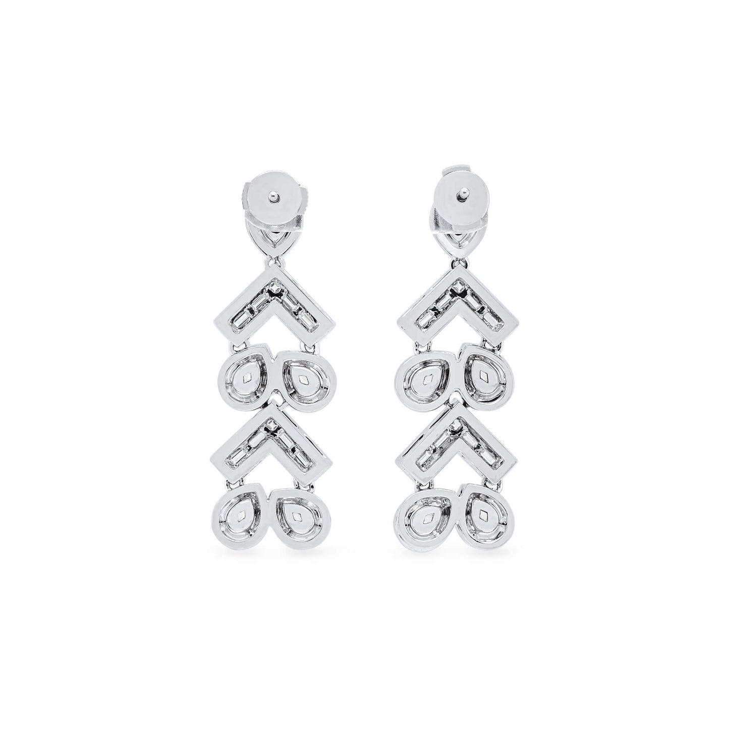 18K White Gold Statement Earrings With 2.74 TCW Yellow Pear Shape Natural Diamond, EG_LAB Certified