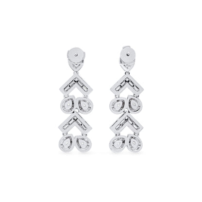 18K White Gold Statement Earrings With 2.74 TCW Yellow Pear Shape Natural Diamond, EG_LAB Certified