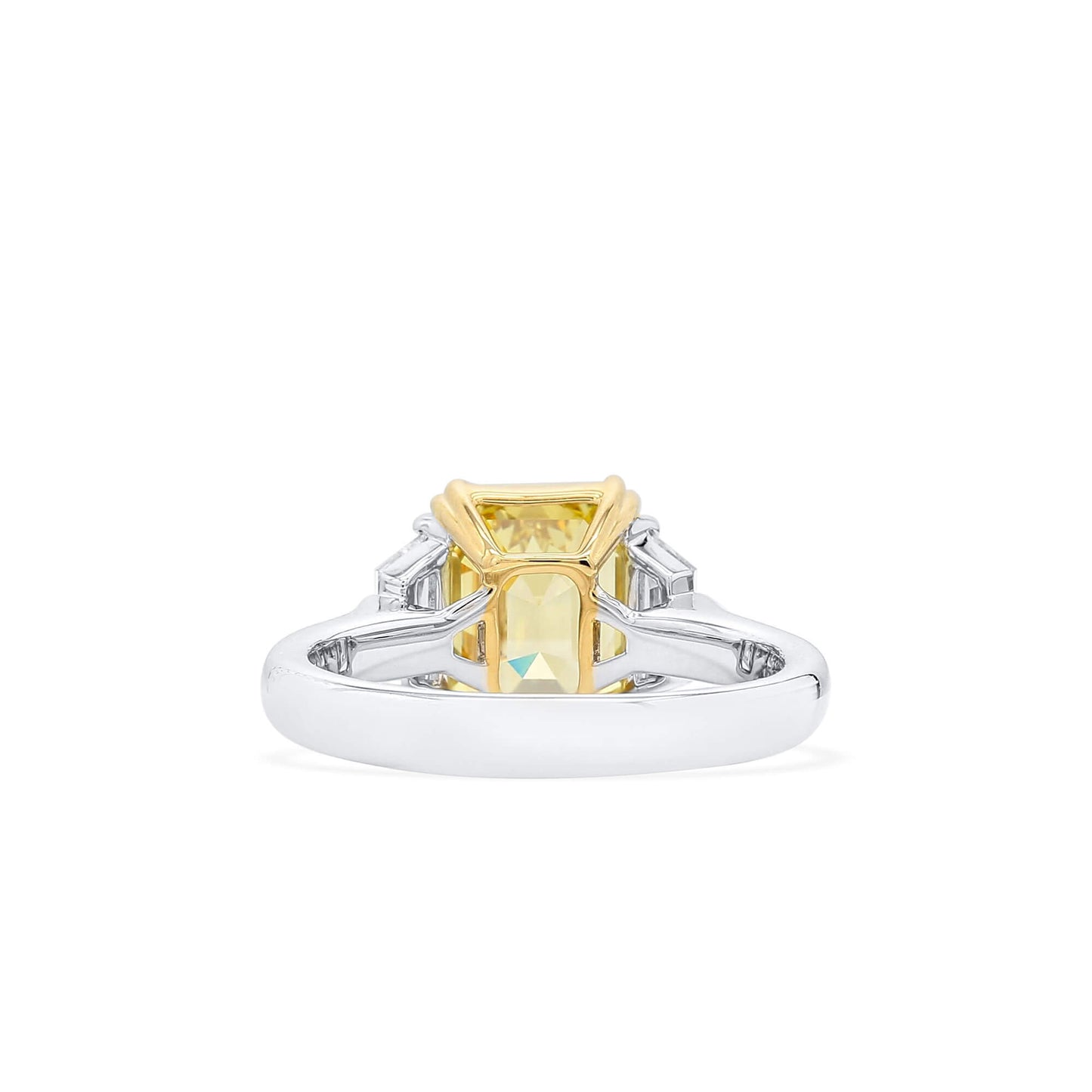 18K White & Yellow Gold Statement Ring With 3.08 TCW Yellow Radiant Shape Natural Diamond, GIA Certified