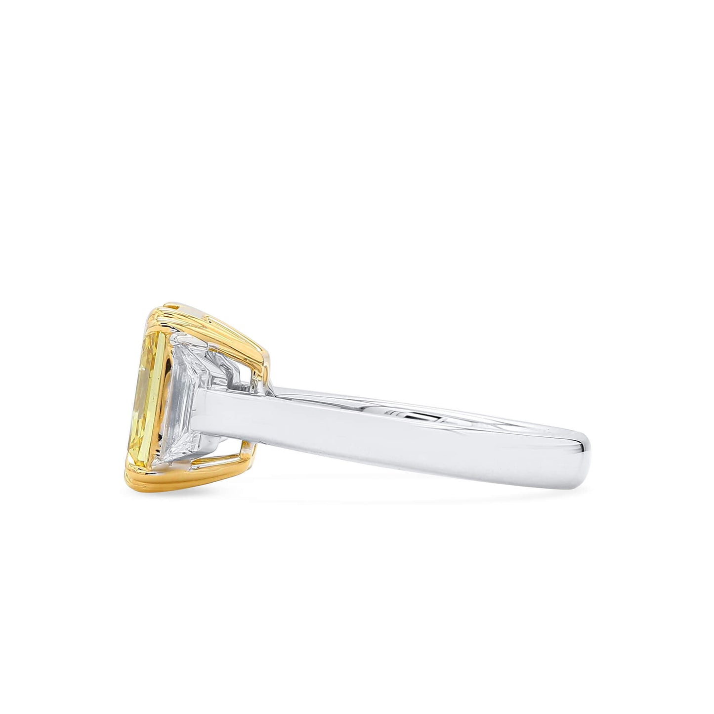 18K White & Yellow Gold Statement Ring With 3.08 TCW Yellow Radiant Shape Natural Diamond, GIA Certified