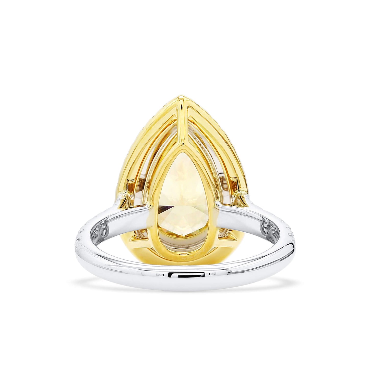 18K White & Yellow Gold Statement Ring With 2.55 TCW Yellow Pear Shape Natural Diamond, GIA Certified