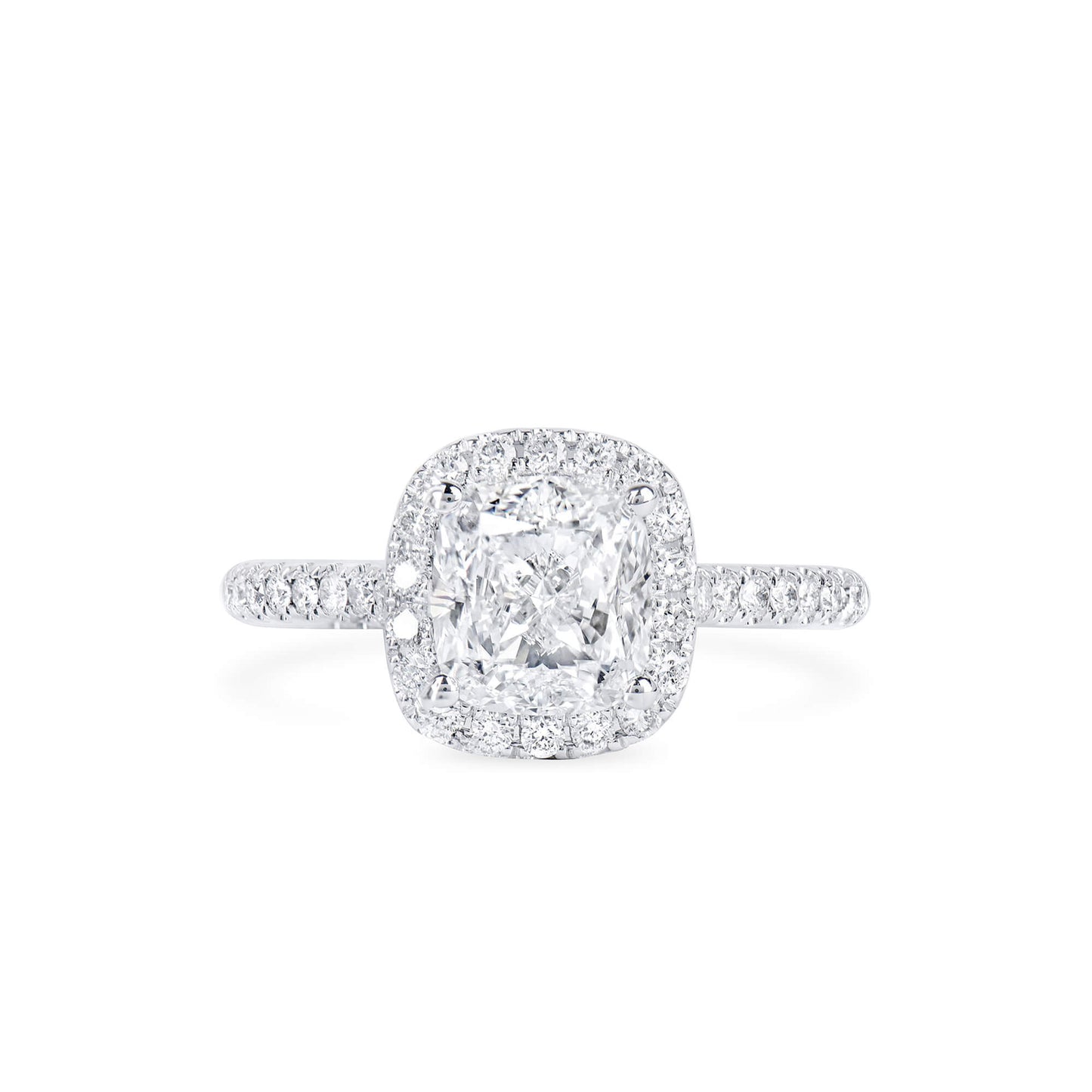 18K White Gold Statement Ring With 2.00 TCW Cushion Shape Natural Diamond, GIA Certified