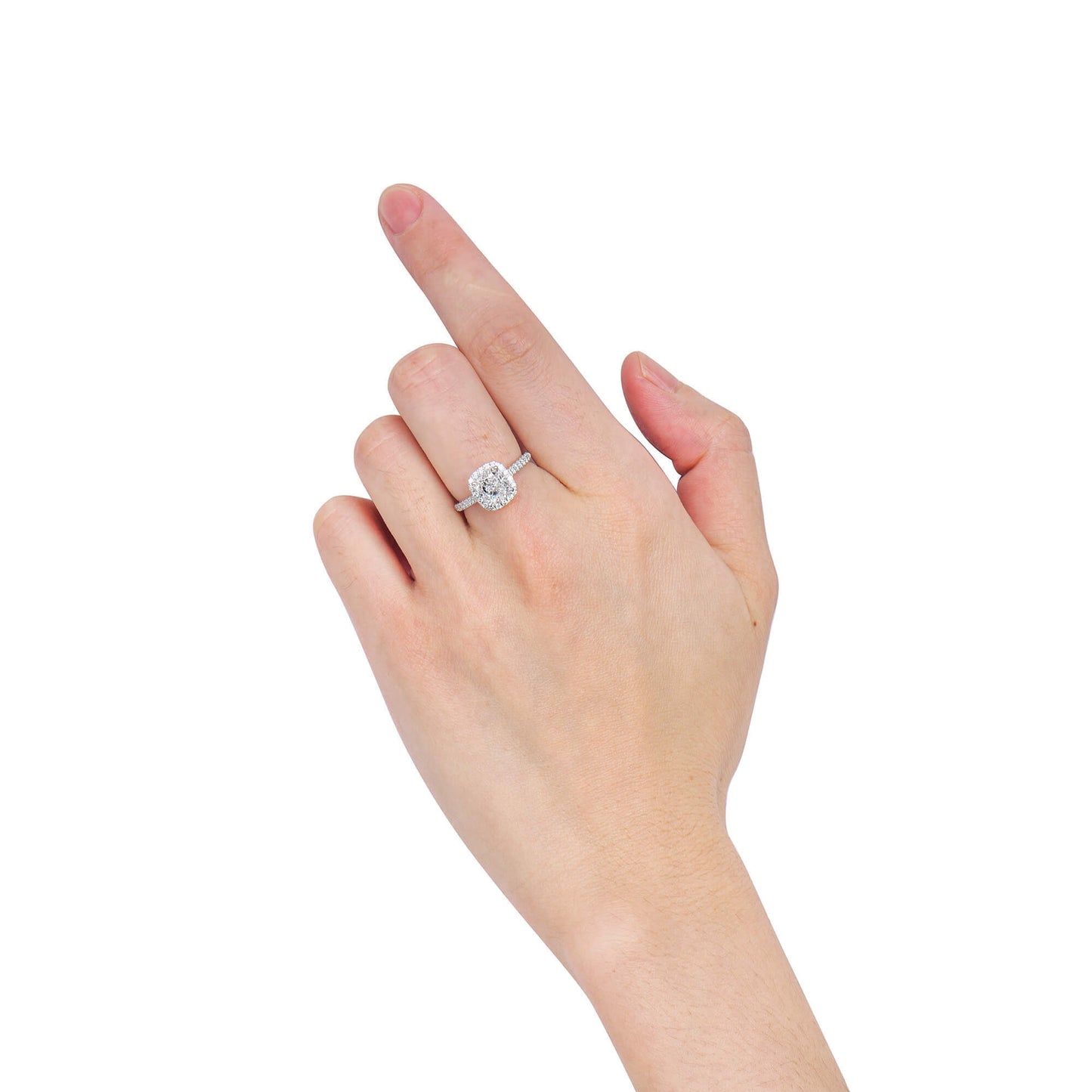 18K White Gold Statement Ring With 2.00 TCW Cushion Shape Natural Diamond, GIA Certified