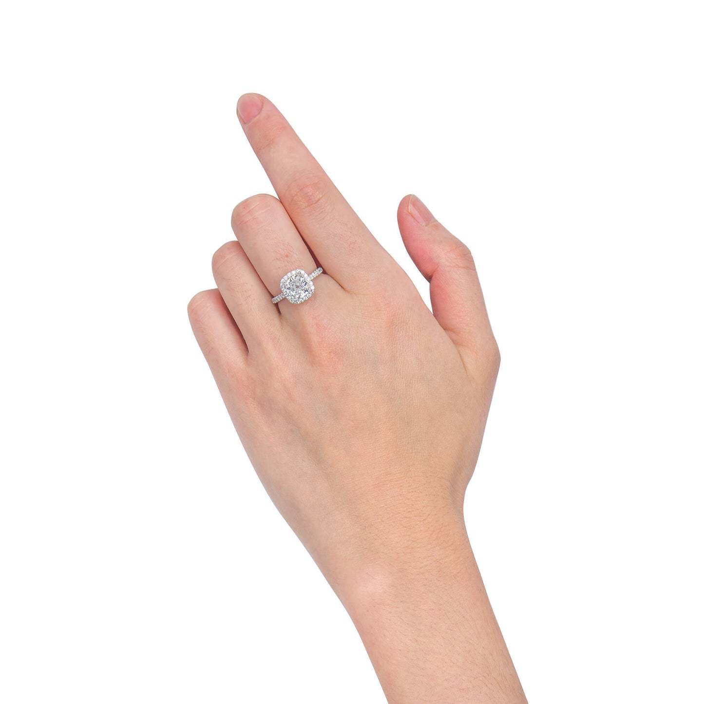 18K White Gold Statement Ring With 2.04 TCW Cushion Shape Natural Diamond, GIA Certified