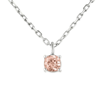 18K White Gold Statement Pendant With 0.41 TCW Pink Cushion Shape Natural Diamond, GIA Certified