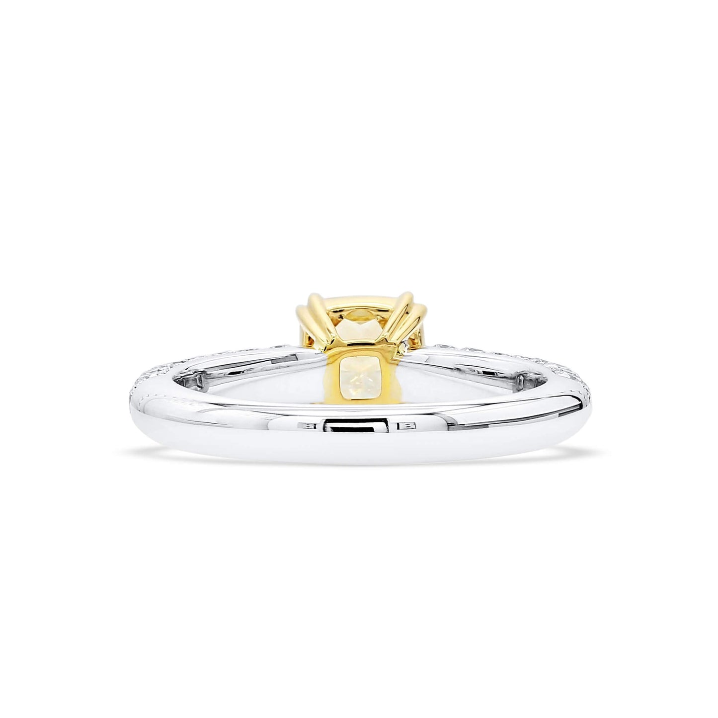 18K White & Yellow Gold Statement Ring With 1.52 TCW Yellow Cushion Shape Natural Diamond, GIA Certified