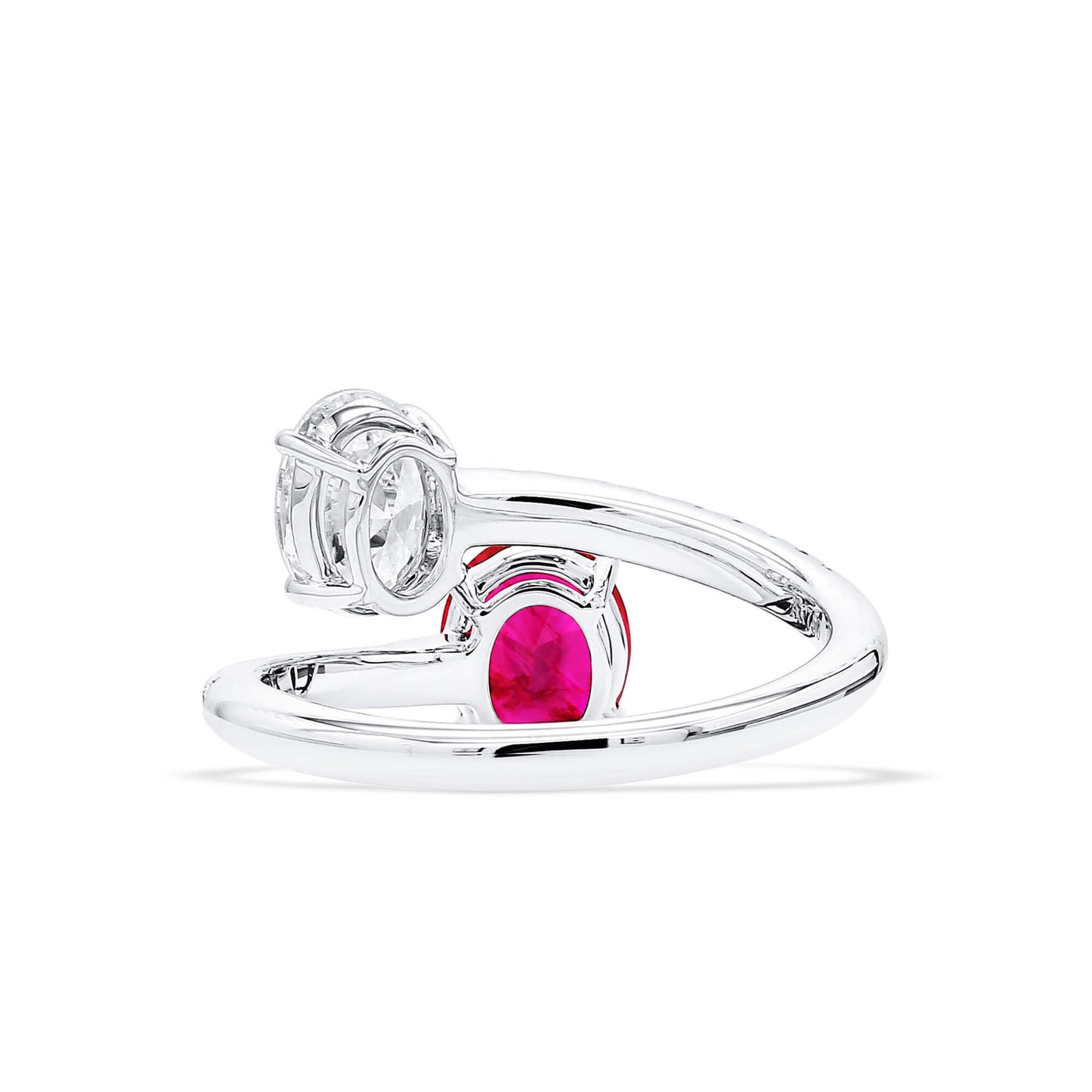 18K White Gold Statement Ring With 1.21 TCW Oval Shape Natural Ruby, AGL Certified