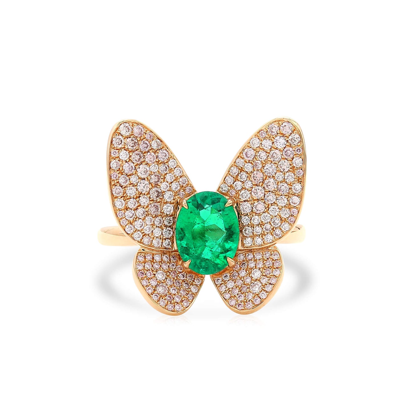 18K White & Rose Gold Statement Ring With 0.84 TCW Oval Shape Natural Emerald, GRS Certified