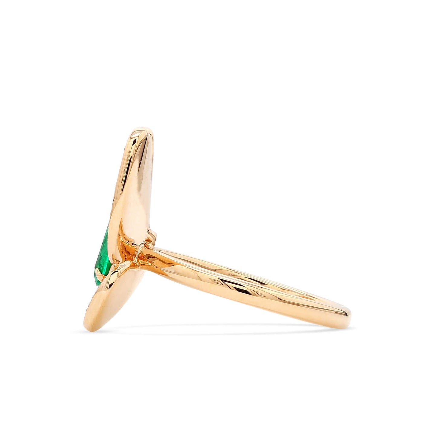 18K White & Rose Gold Statement Ring With 0.84 TCW Oval Shape Natural Emerald, GRS Certified