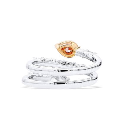 18K White & Rose Gold Statement Ring With 0.50 TCW Pink Pear Shape Natural Diamond, GIA Certified