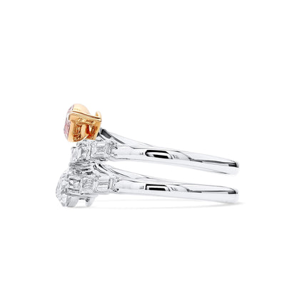 18K White & Rose Gold Statement Ring With 0.50 TCW Pink Pear Shape Natural Diamond, GIA Certified