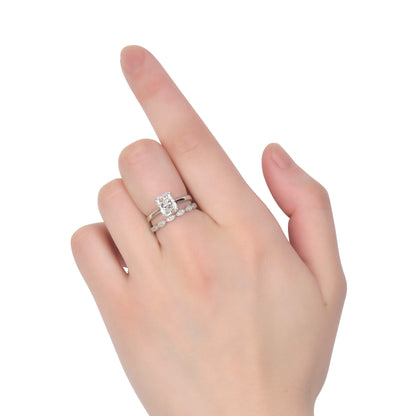 18K White Gold Statement Ring With 2.01 TCW Radiant Shape Natural Diamond, GIA Certified