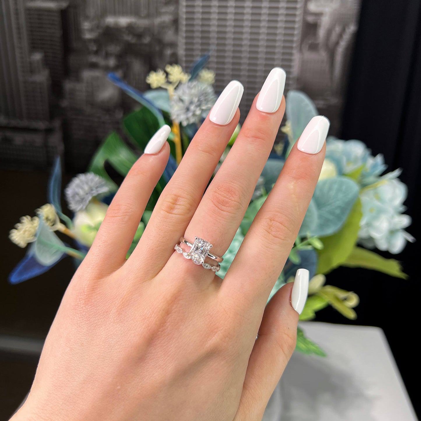 18K White Gold Statement Ring With 2.01 TCW Radiant Shape Natural Diamond, GIA Certified