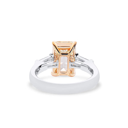 18K White & Yellow Gold Statement Ring With 3.03 TCW Yellow Emerald Shape Natural Diamond, GIA Certified