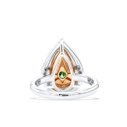 18K White Gold Statement Ring With 2.47 TCW Yellow Pear Shape Natural Diamond, GIA Certified