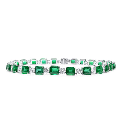 18K White Gold Statement Necklace With 97.77 TCW Emerald Shape Natural Emerald, GRS Certified