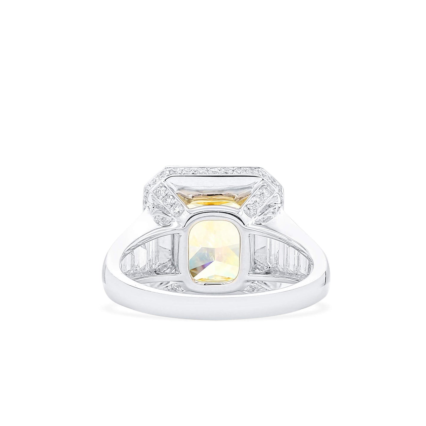 18K White & Yellow Gold Statement Ring With 5.03 TCW Yellow Radiant Shape Natural Diamond, GIA Certified