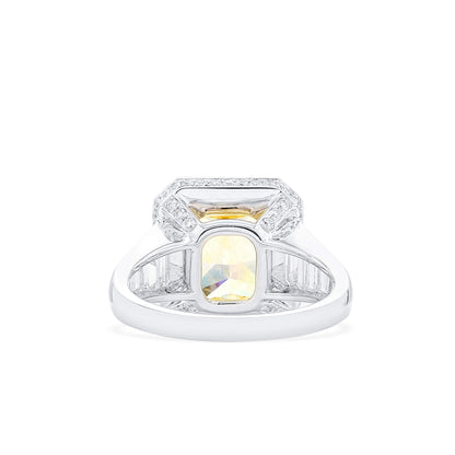 18K White & Yellow Gold Statement Ring With 5.03 TCW Yellow Radiant Shape Natural Diamond, GIA Certified