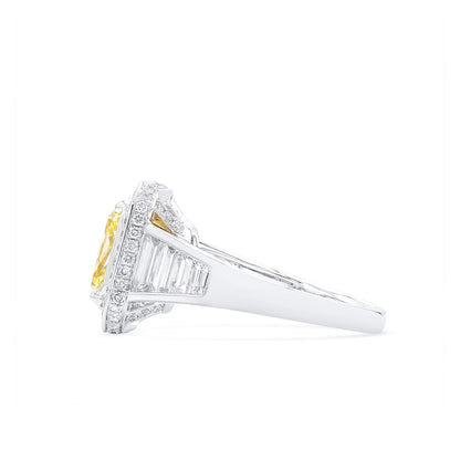 18K White & Yellow Gold Statement Ring With 5.03 TCW Yellow Radiant Shape Natural Diamond, GIA Certified