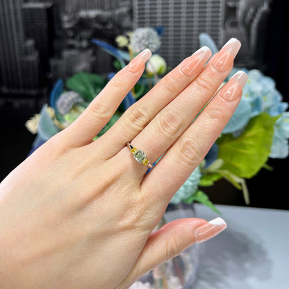 18K White & Yellow Gold Statement Ring With 0.83 TCW Green Radiant Shape Natural Diamond, GIA Certified