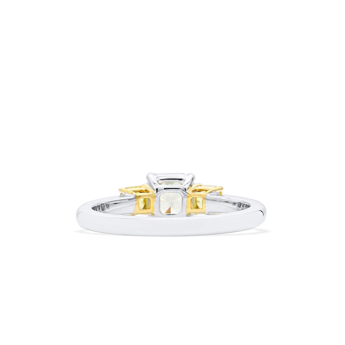 18K White & Yellow Gold Statement Ring With 0.83 TCW Green Radiant Shape Natural Diamond, GIA Certified