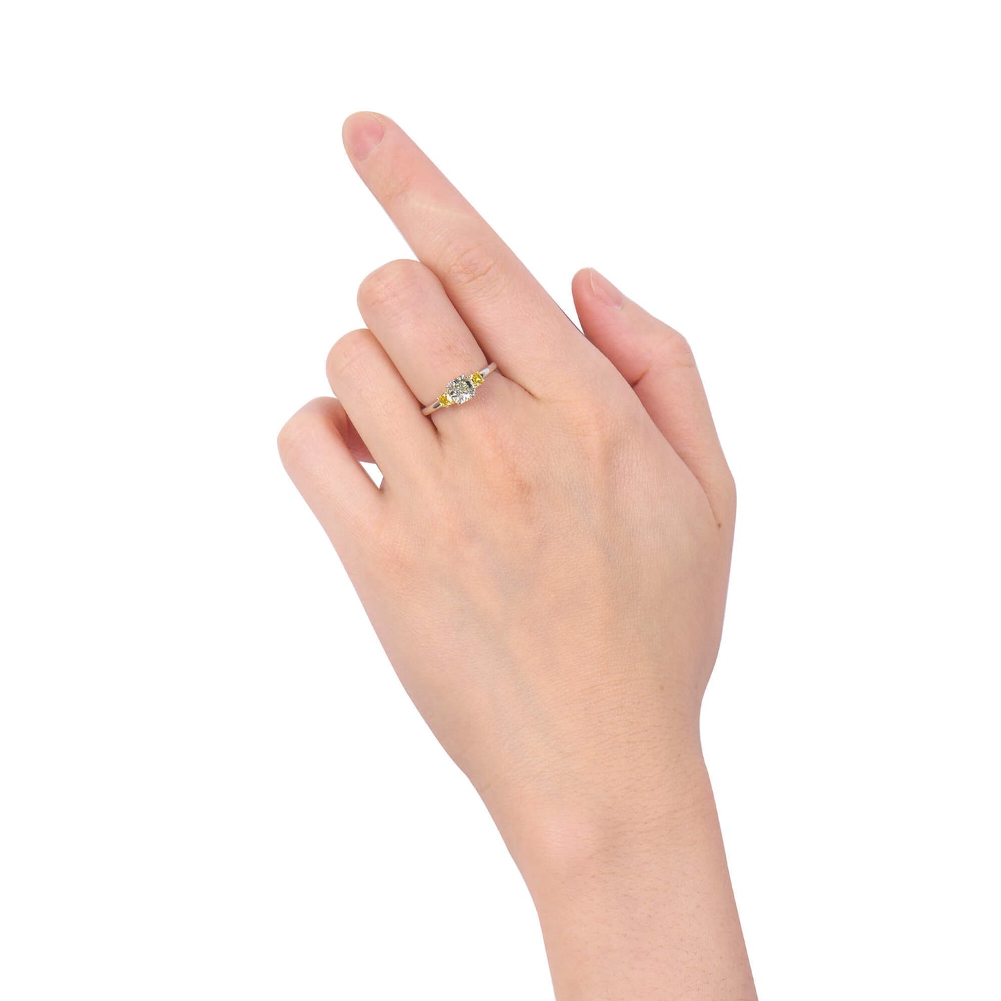 18K White & Yellow Gold Statement Ring With 0.83 TCW Green Radiant Shape Natural Diamond, GIA Certified