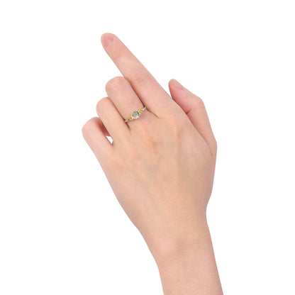 18K White & Yellow Gold Statement Ring With 0.83 TCW Green Radiant Shape Natural Diamond, GIA Certified