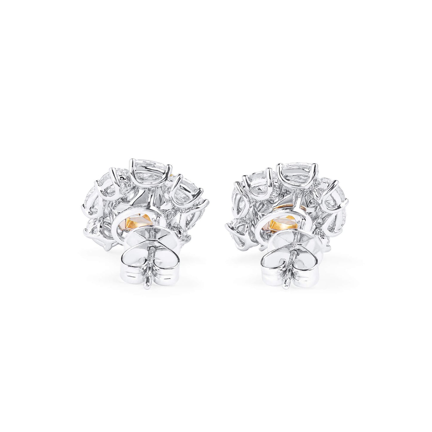 18K White & Yellow Gold Statement Earrings With 4.02 TCW Yellow Oval Shape Natural Diamond, GIA Certified