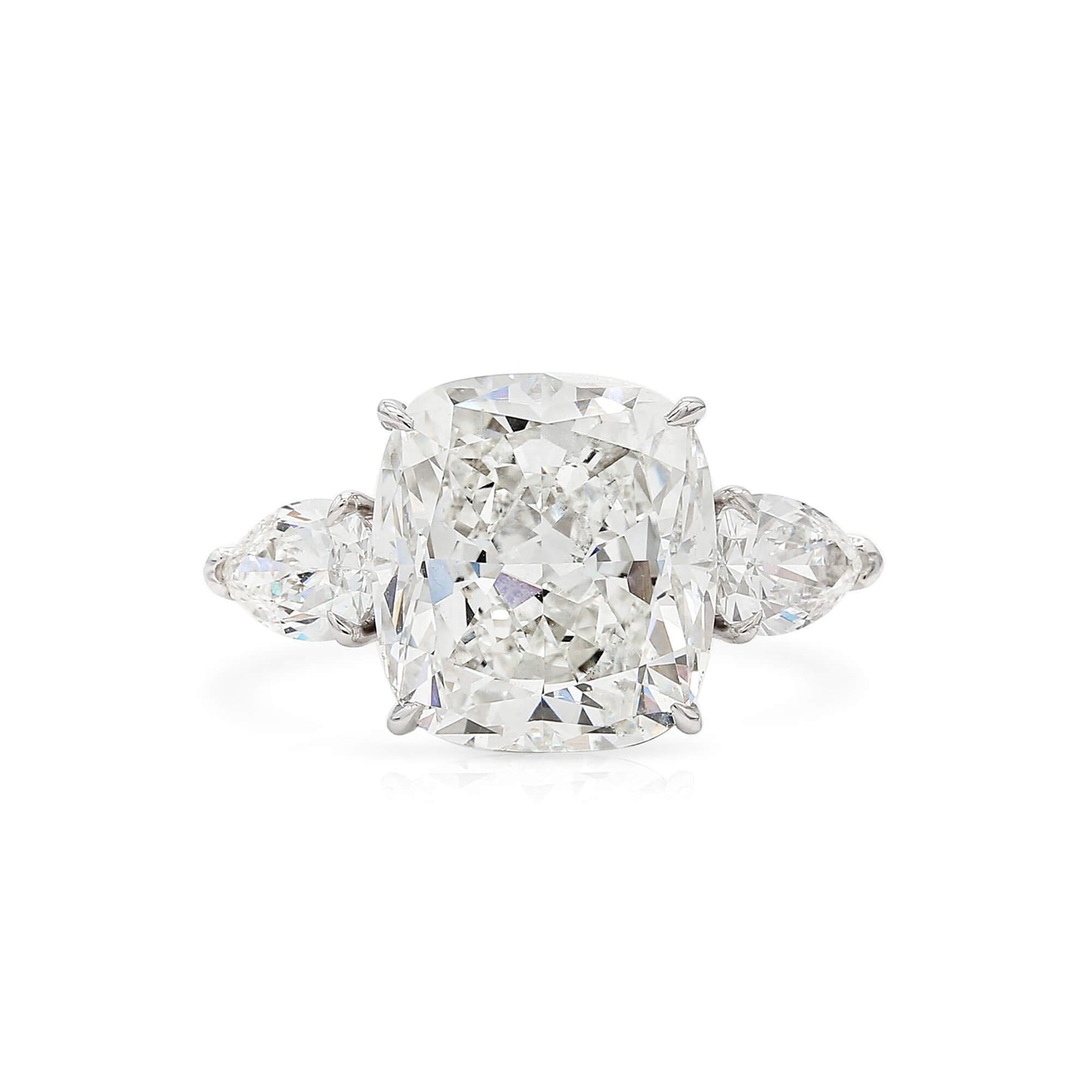 18K White Gold Statement Ring With 8.01 TCW Cushion Shape Natural Diamond, GIA Certified