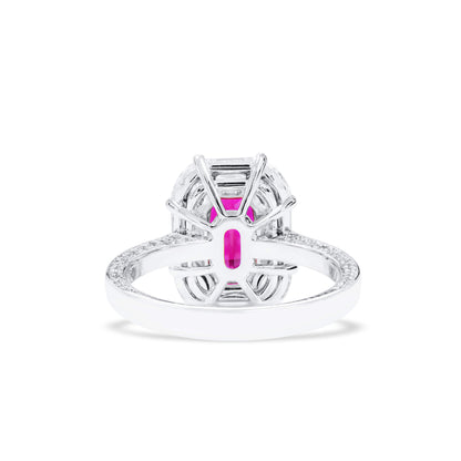 18K White Gold Statement Ring With 2.12 TCW Oval Shape Natural Ruby, GRS Certified