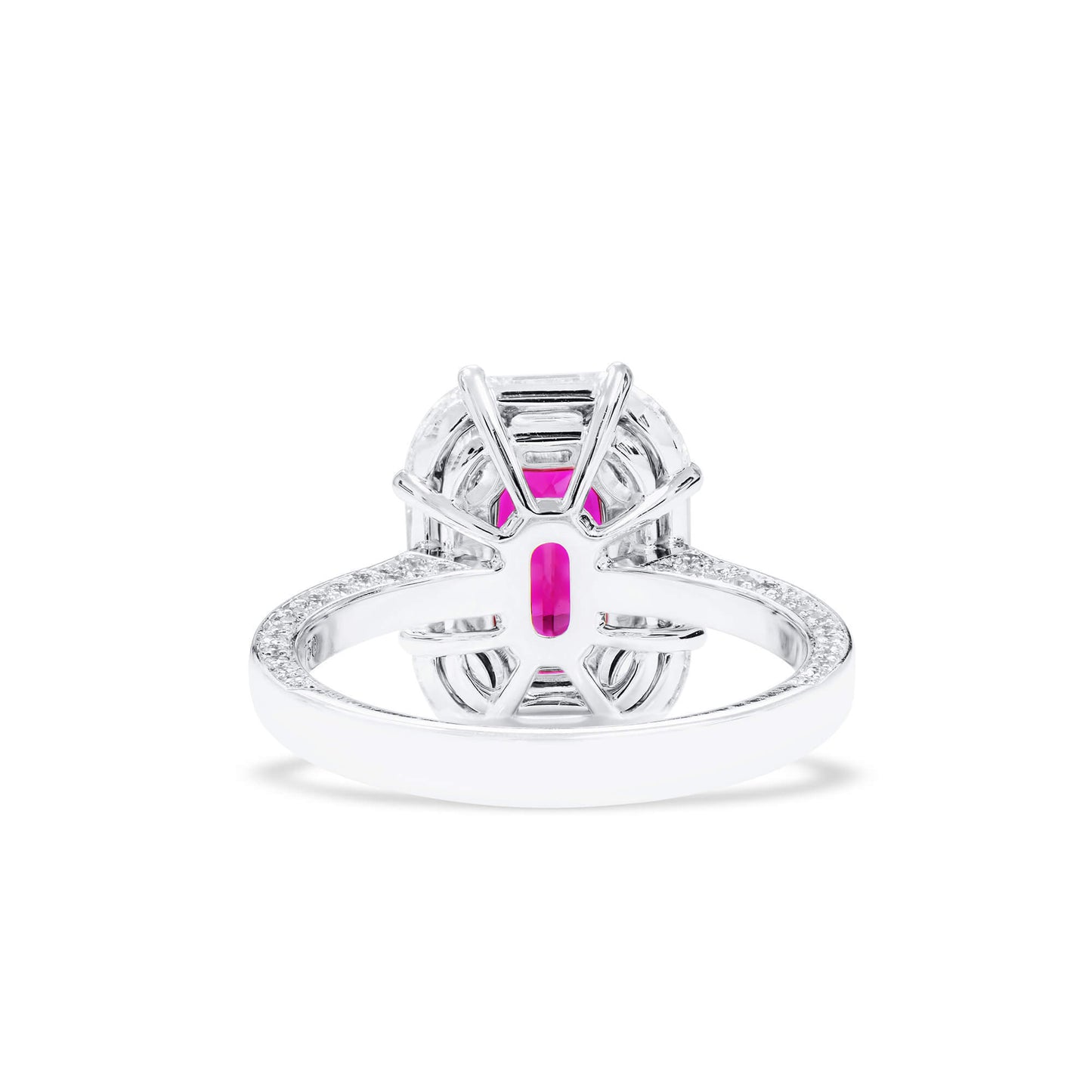 18K White Gold Statement Ring With 2.12 TCW Oval Shape Natural Ruby, GRS Certified