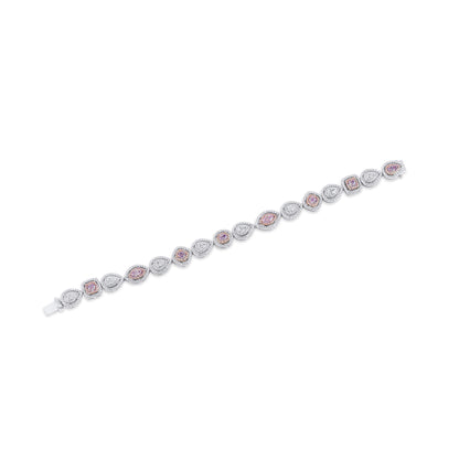 18K White & Rose Gold Statement Bracelet With 2.00 TCW Pink Mix Shape Natural Diamond, EG_LAB Certified