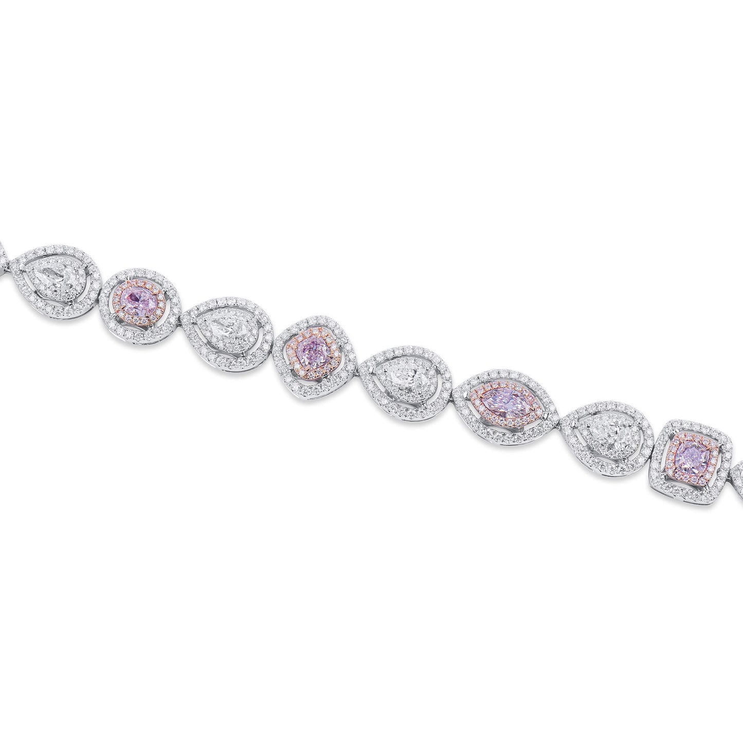18K White & Rose Gold Statement Bracelet With 2.00 TCW Pink Mix Shape Natural Diamond, EG_LAB Certified