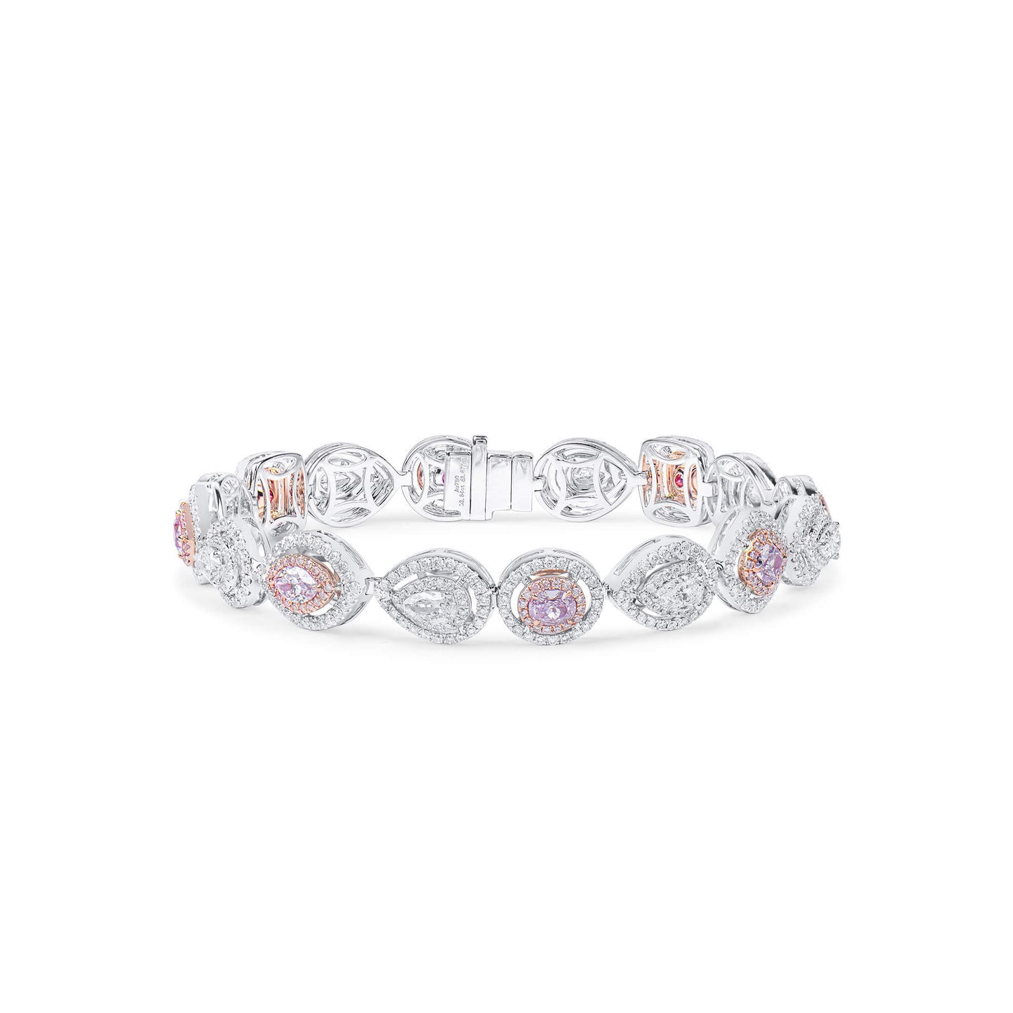 18K White & Rose Gold Statement Bracelet With 2.00 TCW Pink Mix Shape Natural Diamond, EG_LAB Certified