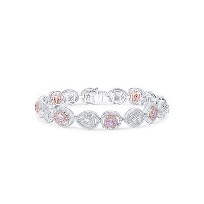 18K White & Rose Gold Statement Bracelet With 2.00 TCW Pink Mix Shape Natural Diamond, EG_LAB Certified