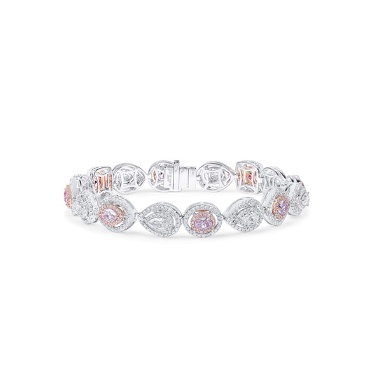 18K White & Rose Gold Statement Bracelet With 2.00 TCW Pink Mix Shape Natural Diamond, EG_LAB Certified