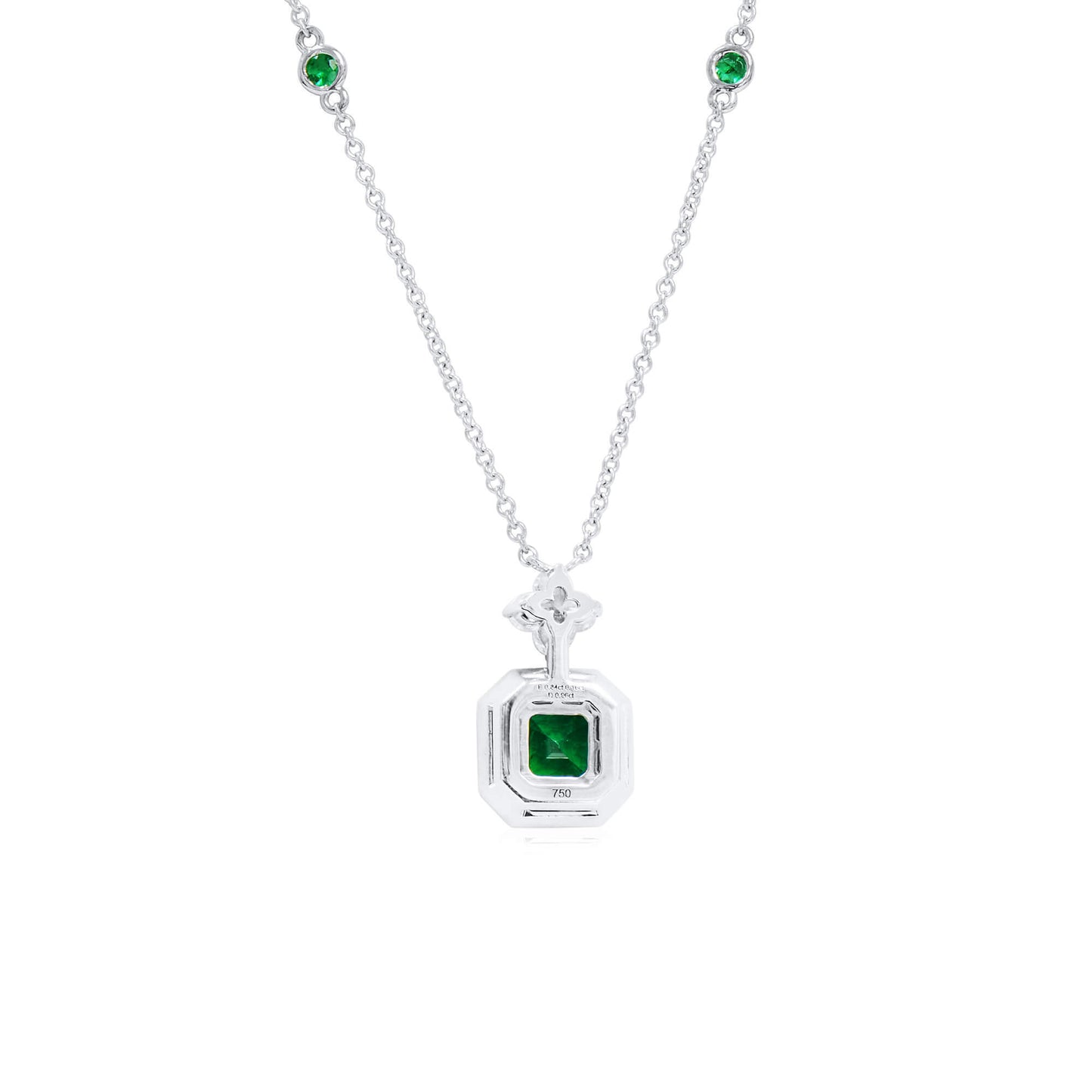 18K White Gold Statement Pendant With 0.84 TCW Octagonal Shape Natural Emerald, GRS Certified
