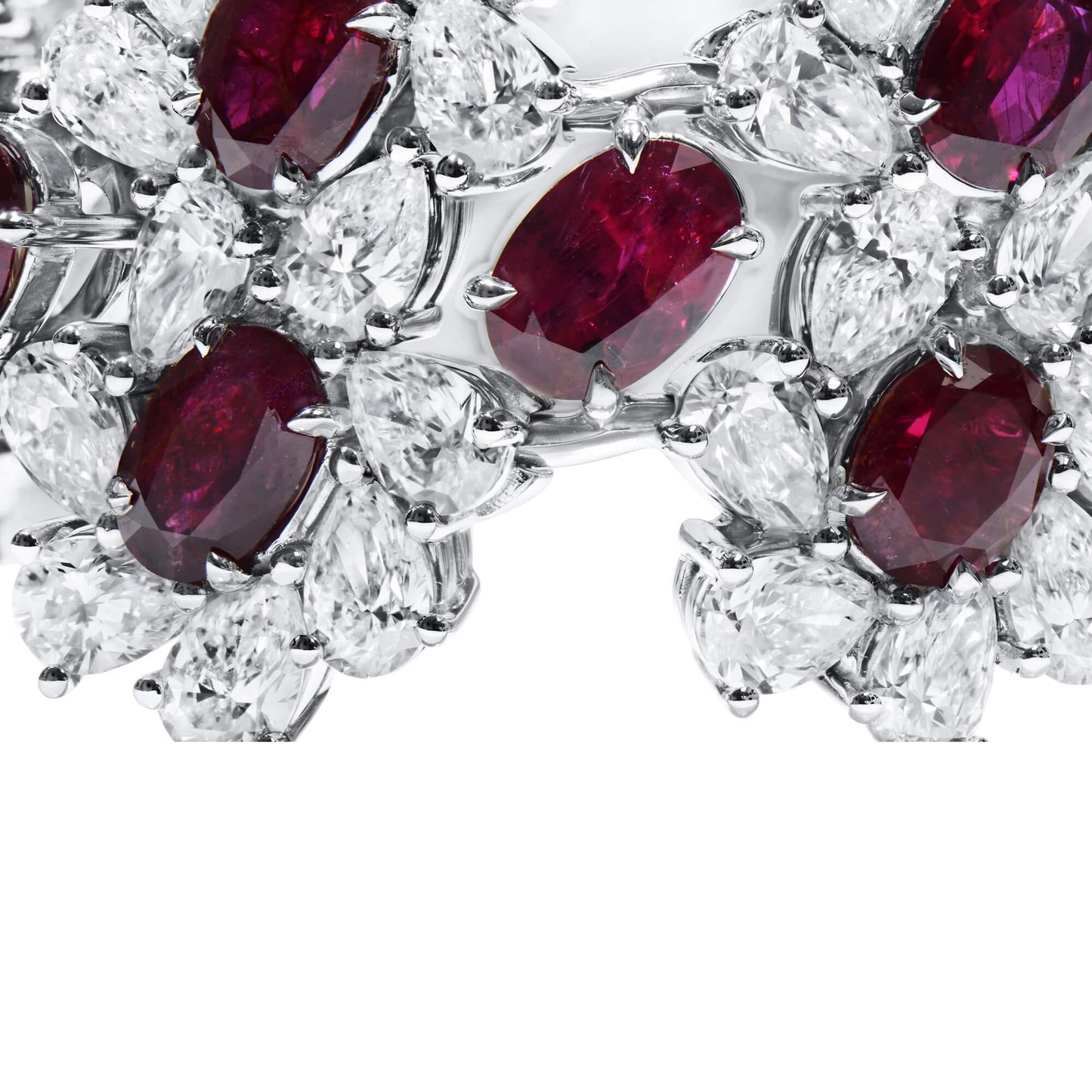 18K White Gold Statement Bracelet With 17.84 TCW Oval Shape Natural Ruby, BELLEROPHON Certified