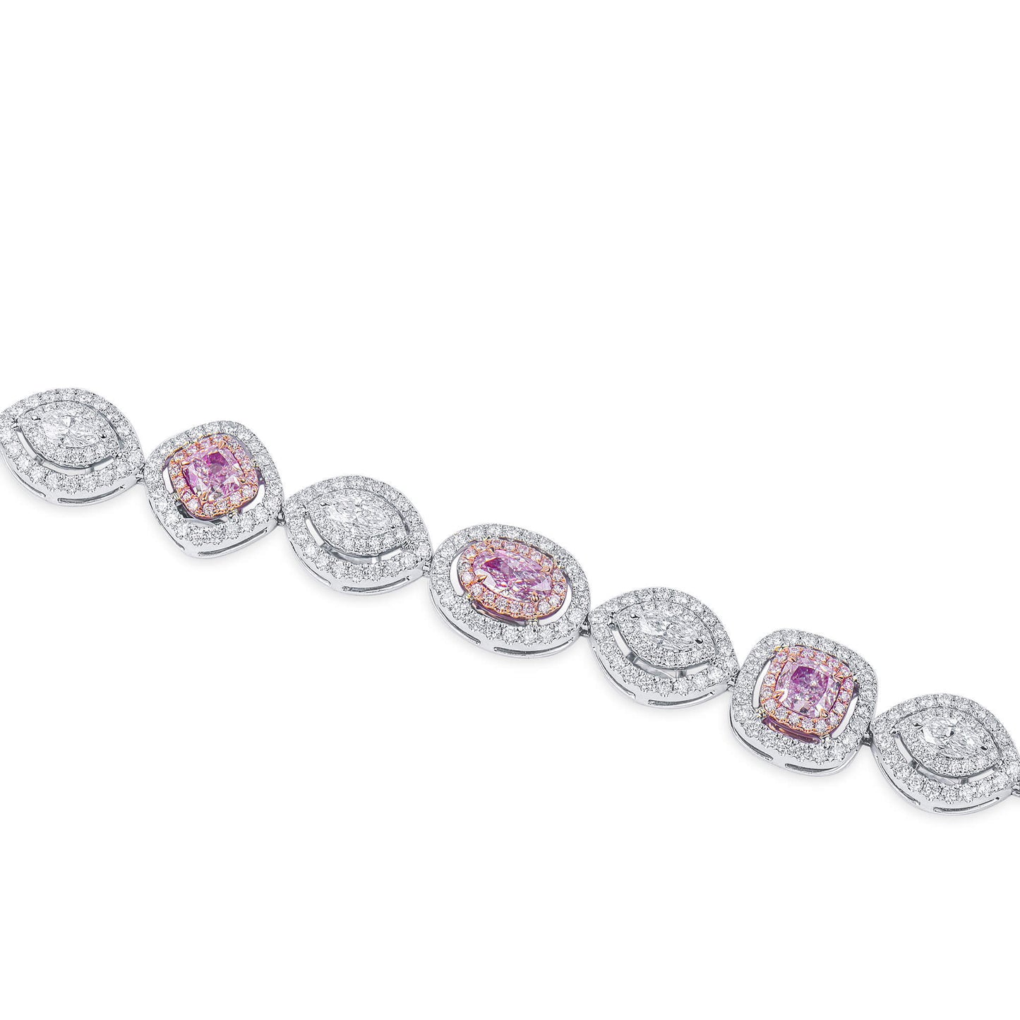 18K White & Rose Gold Statement Bracelet With 2.66 TCW Pink Pear Shape Natural Diamond, GIA Certified