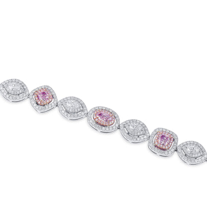 18K White & Rose Gold Statement Bracelet With 2.66 TCW Pink Pear Shape Natural Diamond, GIA Certified