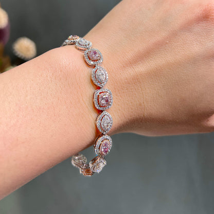18K White & Rose Gold Statement Bracelet With 2.66 TCW Pink Pear Shape Natural Diamond, GIA Certified