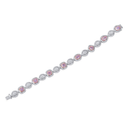18K White & Rose Gold Statement Bracelet With 2.66 TCW Pink Pear Shape Natural Diamond, GIA Certified