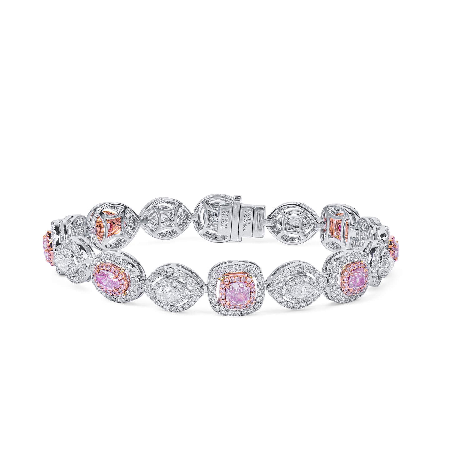 18K White & Rose Gold Statement Bracelet With 2.66 TCW Pink Pear Shape Natural Diamond, GIA Certified
