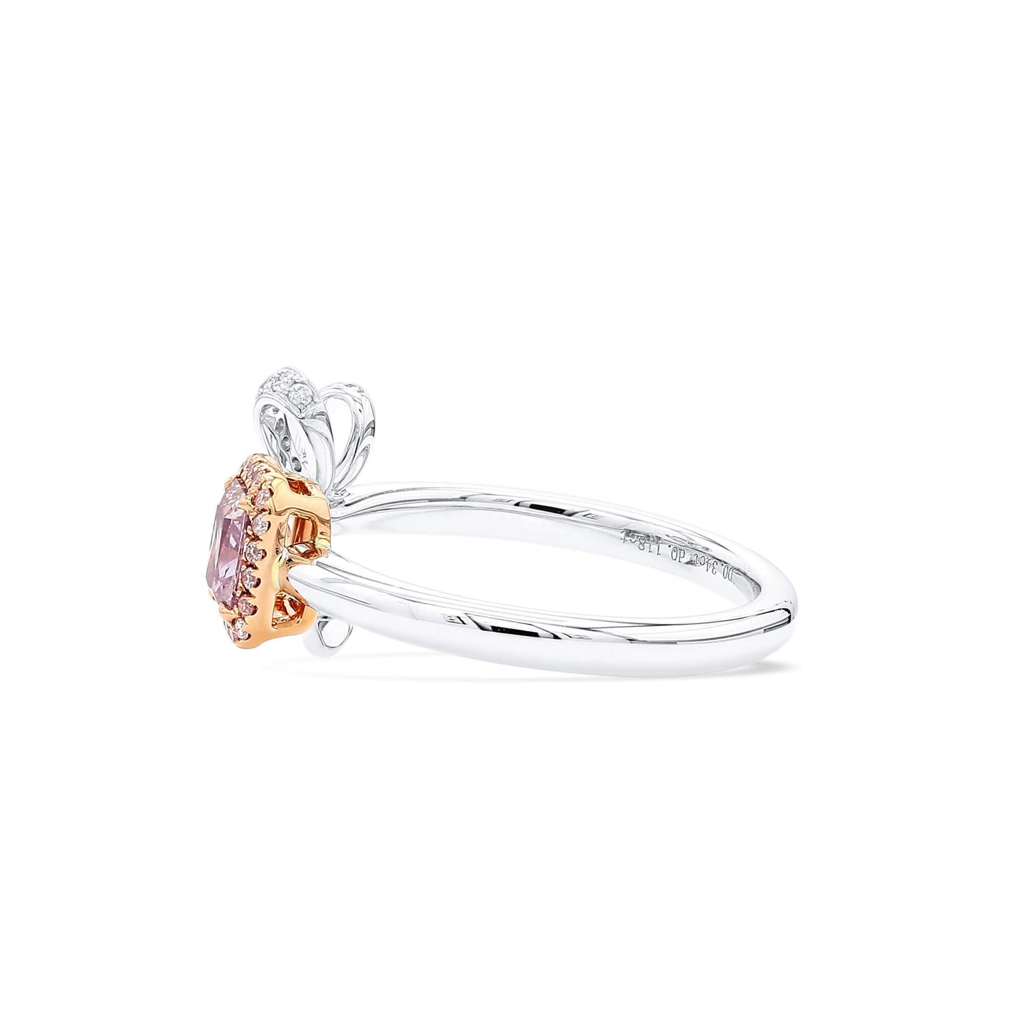 18K White & Rose Gold Statement Ring With 0.34 TCW Pink Radiant Shape Natural Diamond, GIA Certified