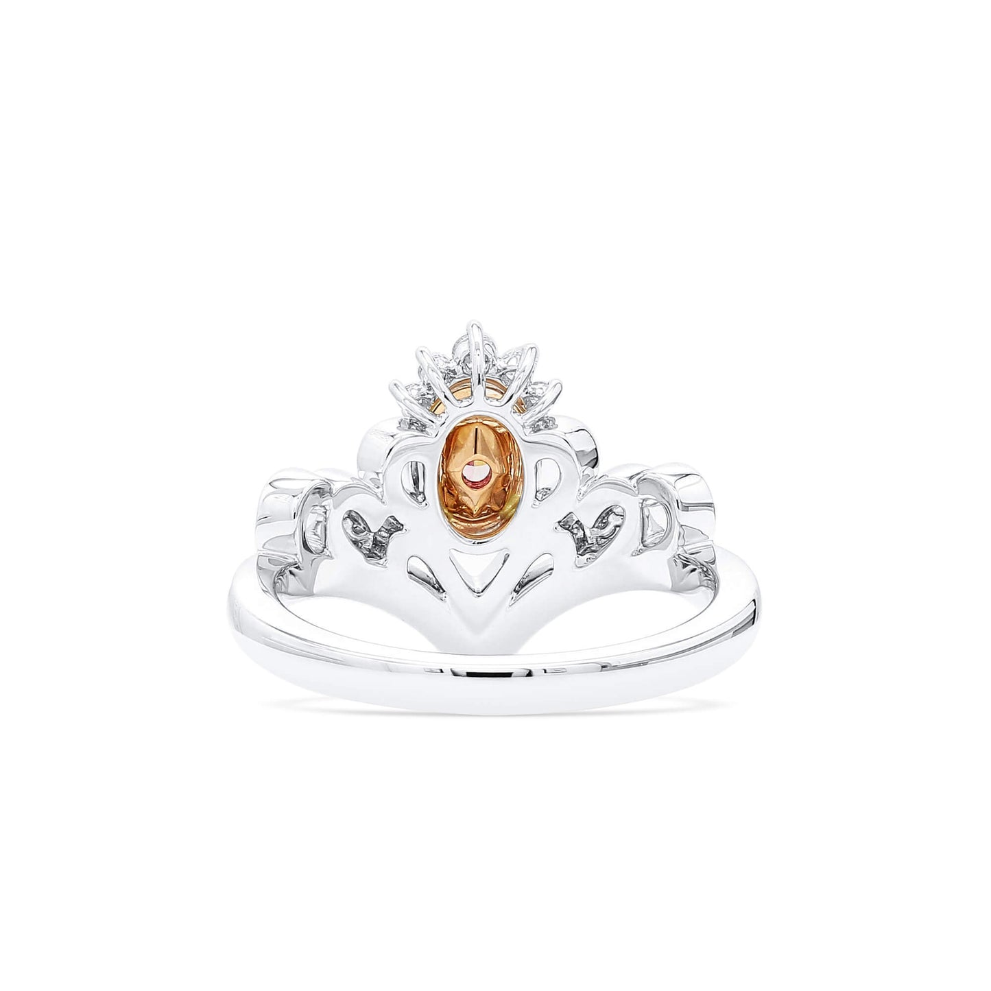 18K White & Rose Gold Statement Ring With 0.30 TCW Pink Oval Shape Natural Diamond, GIA Certified