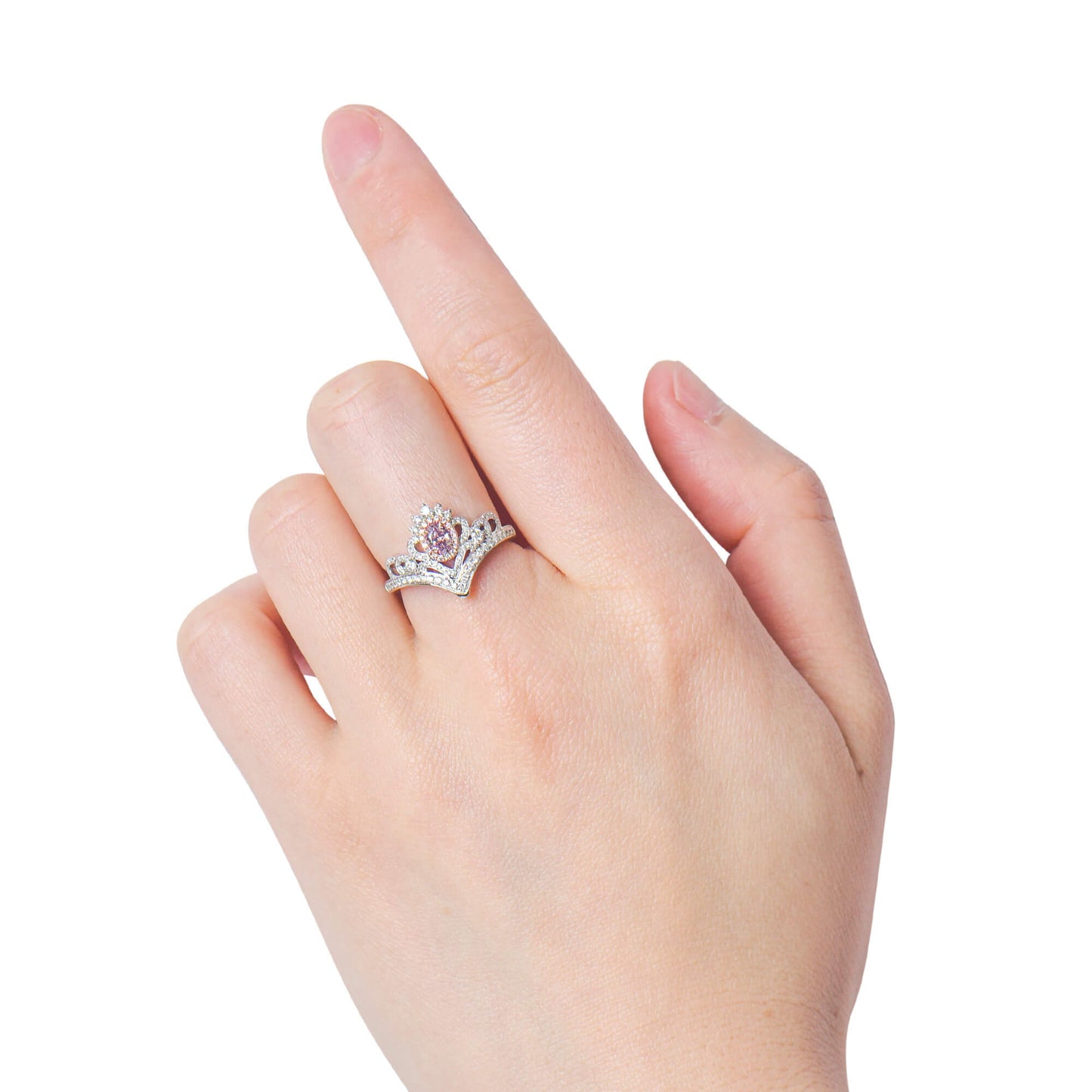 18K White & Rose Gold Statement Ring With 0.30 TCW Pink Oval Shape Natural Diamond, GIA Certified