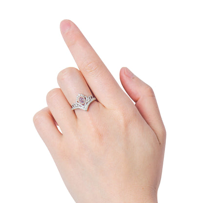 18K White & Rose Gold Statement Ring With 0.30 TCW Pink Oval Shape Natural Diamond, GIA Certified