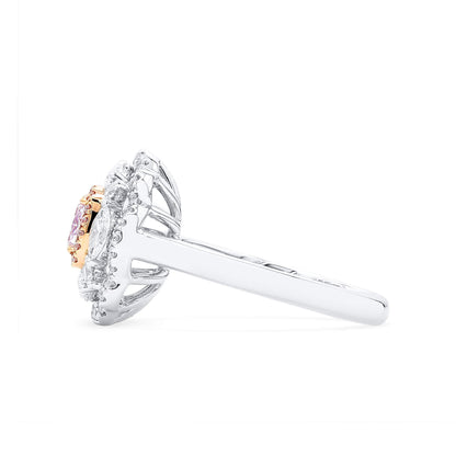 18K White & Rose Gold Statement Ring With 0.50 TCW Pink Cushion Shape Natural Diamond, GIA Certified