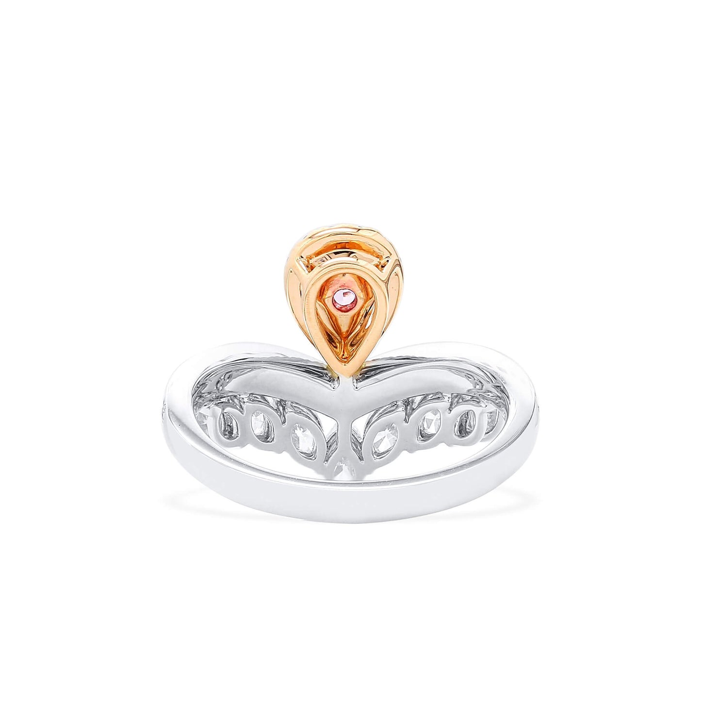 18K White Gold Statement Ring With 0.39 TCW Pink Pear Shape Natural Diamond, GIA Certified