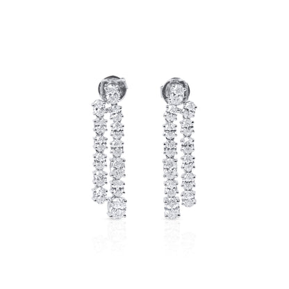 18K White Gold Statement Earrings With 2.81 TCW Oval Shape Natural Diamond, EG_LAB Certified